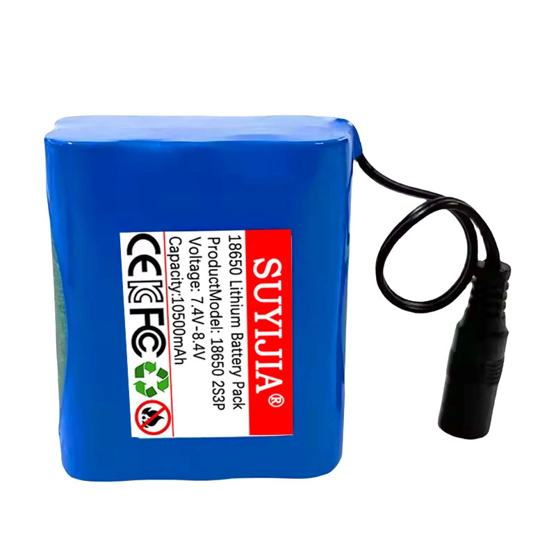 7.4V 10500mAh 18650 Lithium Battery 2s3p 8.4V Rechargeable Li-ion Battery Pack Built-in BMS for Fishing Lights Fishing Bait Boat Zpaxo