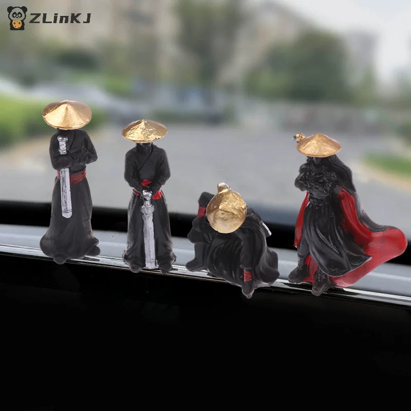 ▶4Pcs/set Resin Mini Figures Model Ancient Japanese Chinese Ninja Samurai Warrior Modeling Cool Miniature Car Decoration Gifts Zpaxo