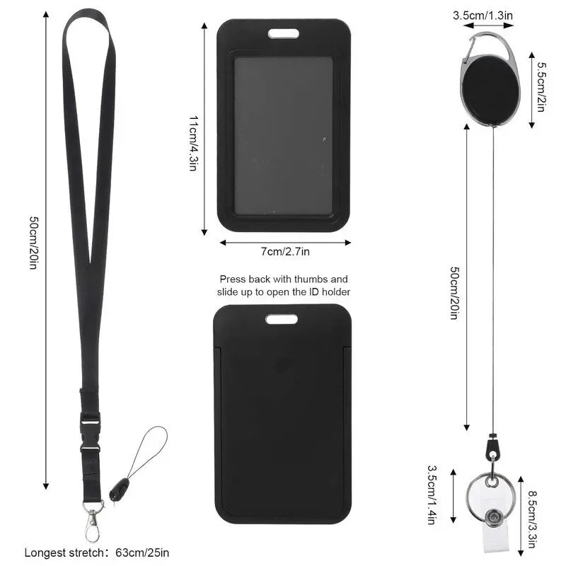 Retractable Lanyard ID Badge Holder Set – Hard Shell Card Case