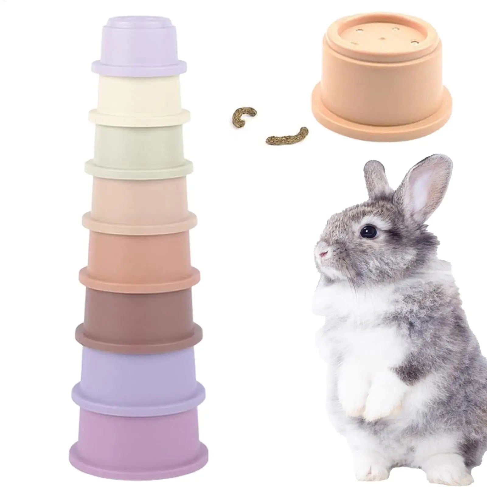 Multi-colored Rabbits Stacking Cups Small Animals Reusable Plastic