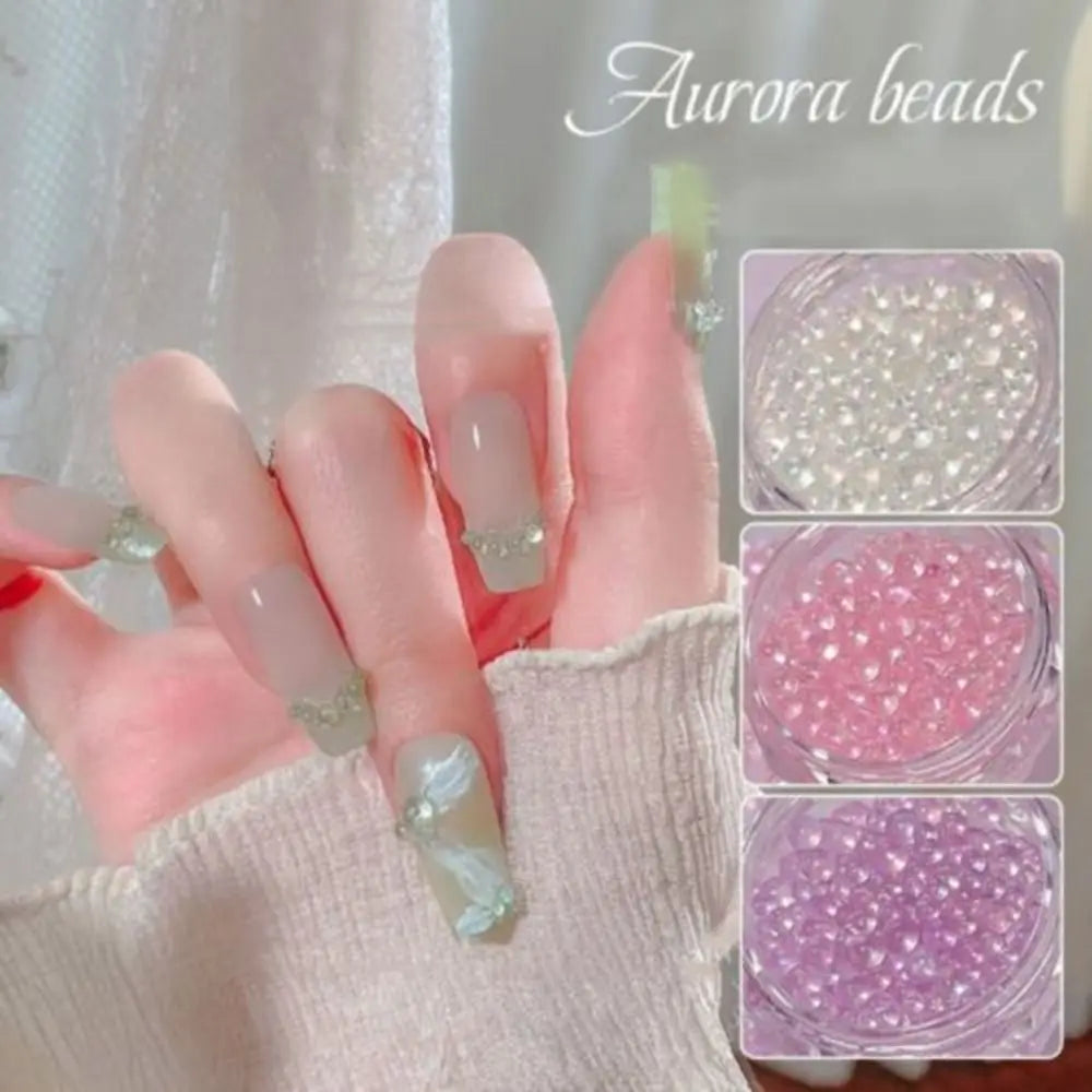 Glass Nail Art Aurora Bubble Beads Mixed 3D Decoration Charms Bead Zpaxo