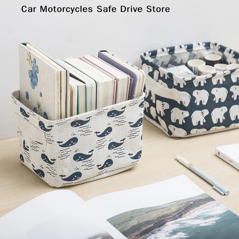 CM1PC Cotton Linen Fabric Waterproof Storage Basket Sundries Toy