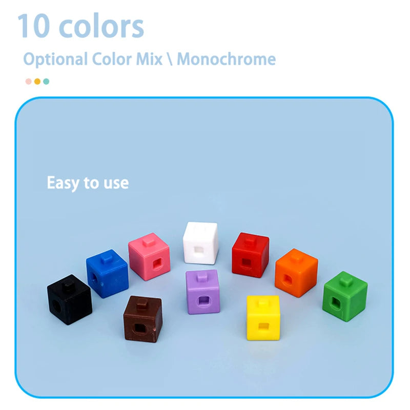 100 Linking Cubes Montessori Math Toys Number Blocks Learning Decimal