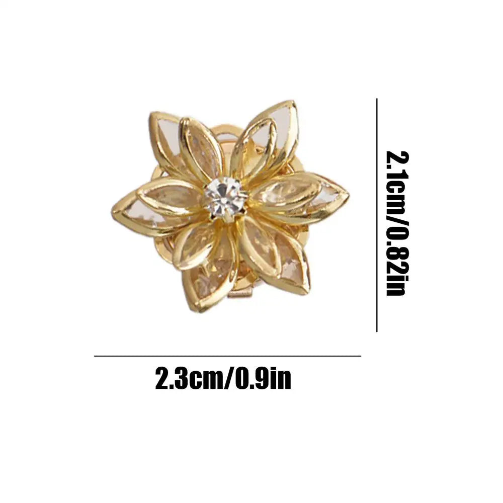 Flower Cuff Links Elegant Vintage Gold Lotus Shape Adjustable Button