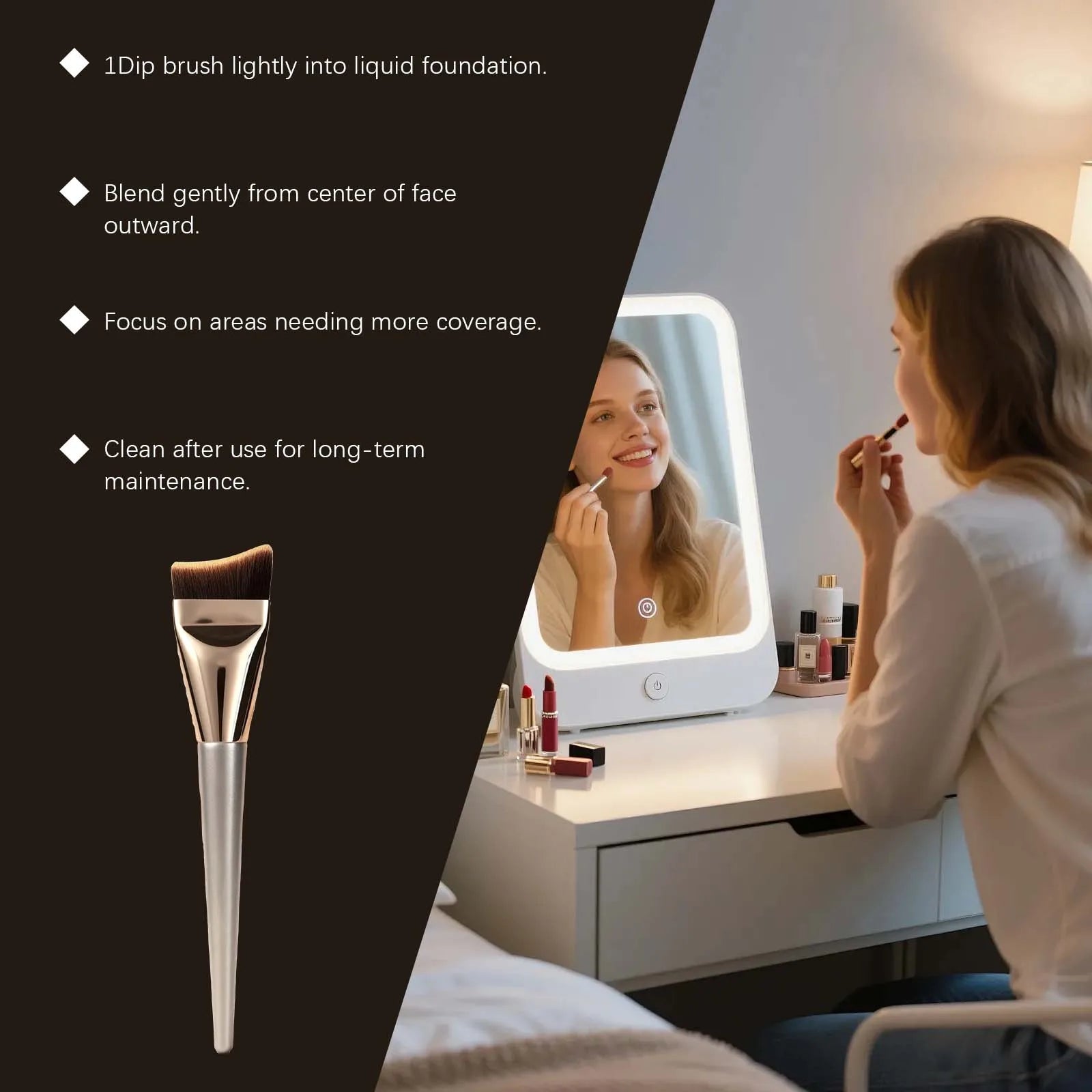 Even Coverage Flawless Base Soft Smooth Foundation Brush Easy Application High Powder Absorption Beauty Tool Flawless Makeup Zpaxo