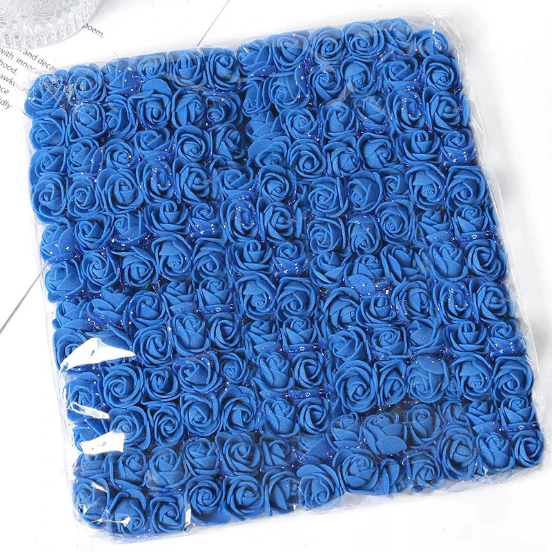 Mini Foam Rose Flower Bouquet Artificial Roses Wedding Party Zpaxo Dark blue