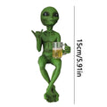 Beer Drinking Alien Statue Resin Novelty Collectible Funny Desktop