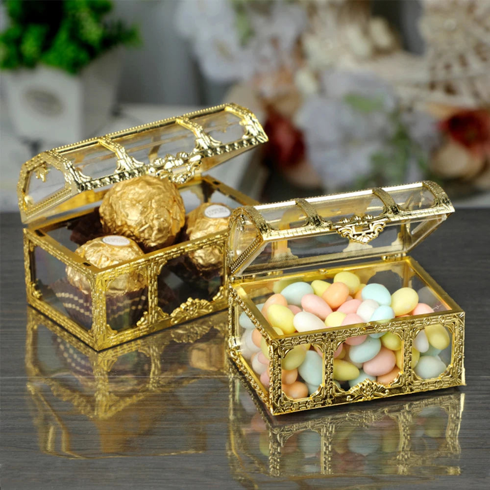 Vintage Treasure Chest Storage Box Transparent Pirate Candy Jewelry Display Box for Wedding Party Birthday Zpaxo