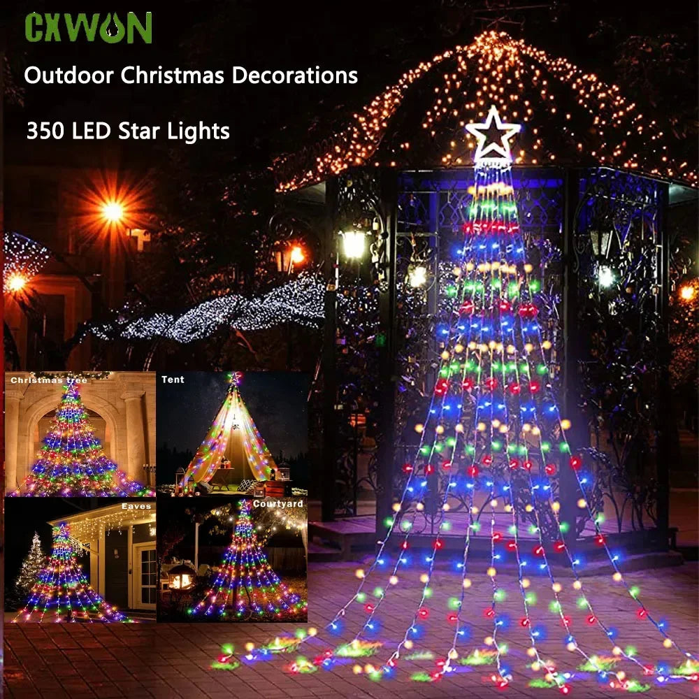 Christmas Decorations 2025 Waterproof Solar Lights LED 8 Modes Tree Zpaxo