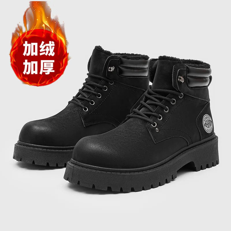 Men Boots Winter Slippers Warm Waterproof Non-slip Plush Sneakers