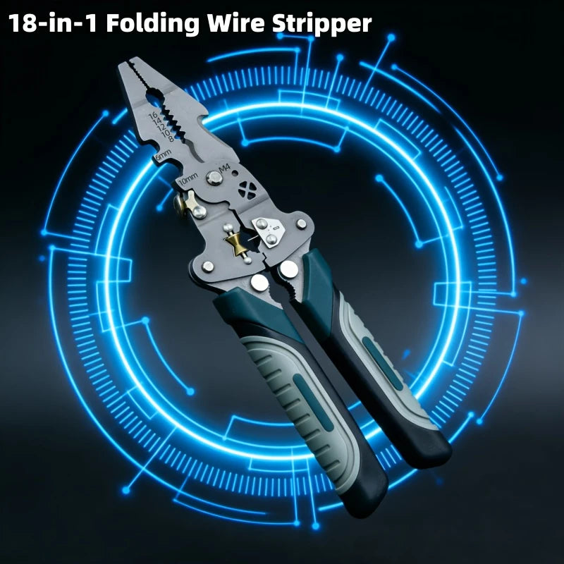 Foldable Wire Stripper Electrician Wire Splitter Wire Pliers Crimping Plier Tool with Stripping, Crimping and Twisting Functions Zpaxo