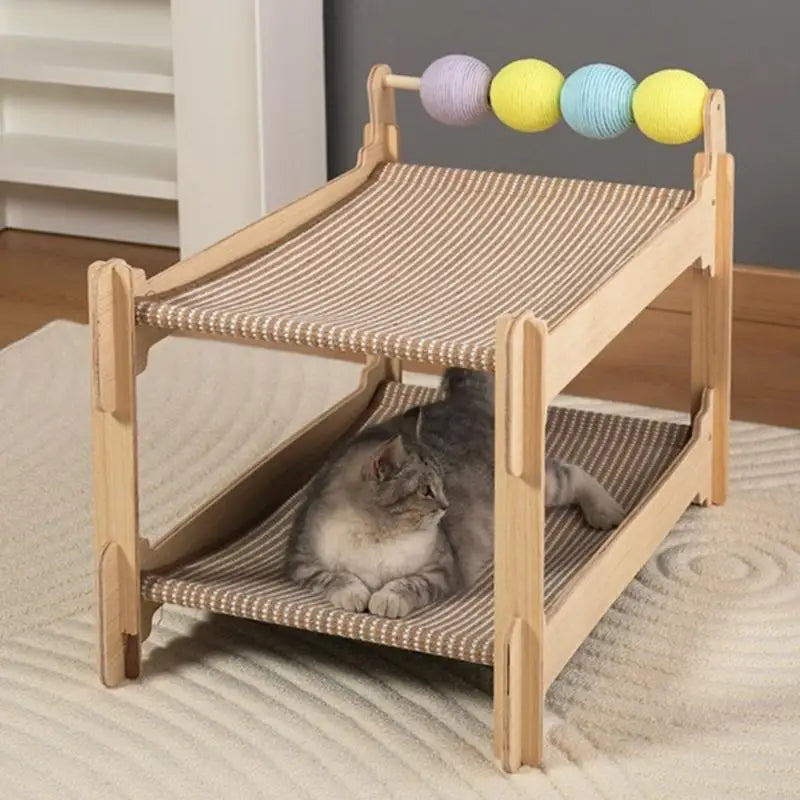 Cats Tree Sisal Scratching Post Frame Bed Indoor Entertainment