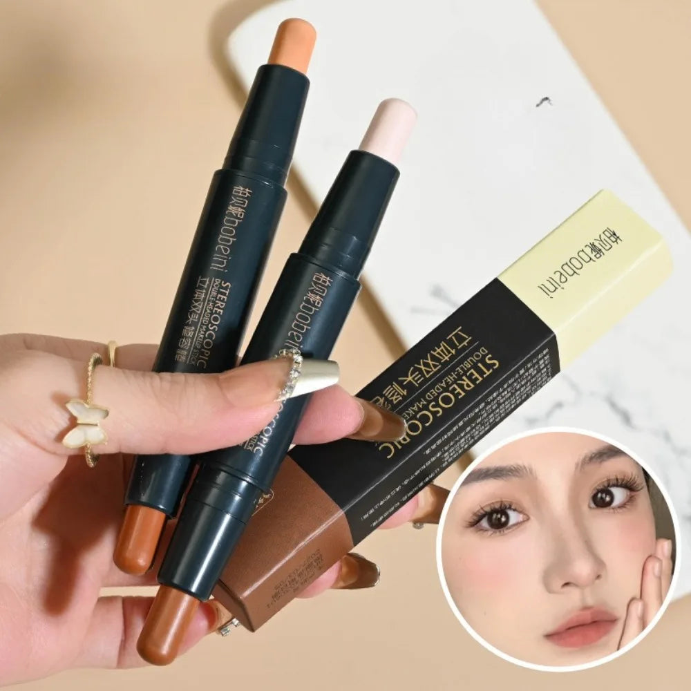 V Face Contouring Stick with Double-headed Concealer Highlighter for Three-dimensional High Nose Bridge Shadow 2 In 1 Cosmetics Zpaxo