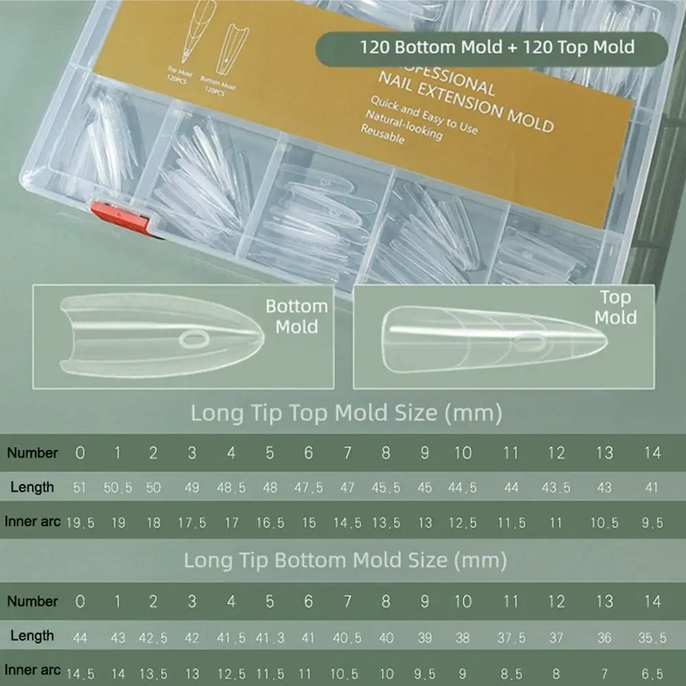 Clear Nail Sandwich Dual Forms Art 15 Shapes Extension Gel Builder Zpaxo