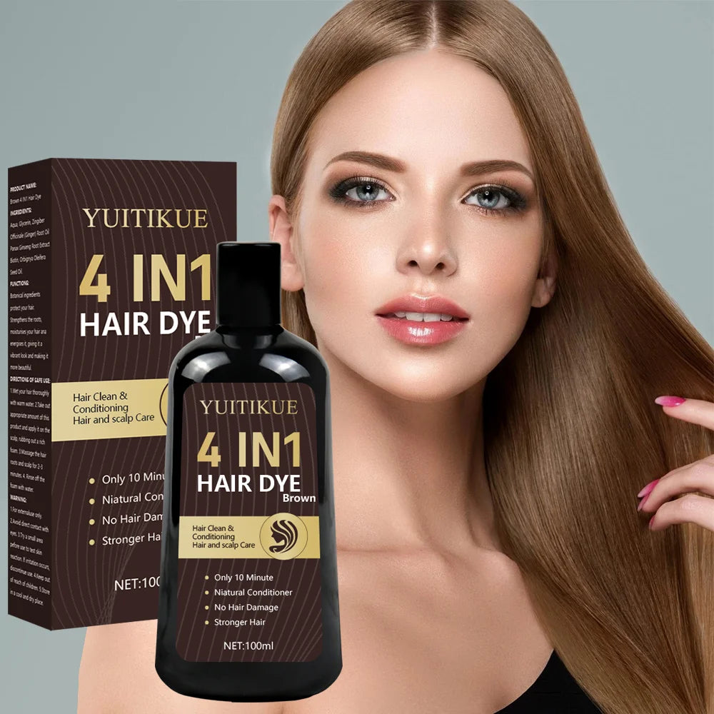 Organic Brown Hair Dye Shampoo – Covers Gray, 100ml | YUITIKUE Hair Dye Shampoo Zpaxo