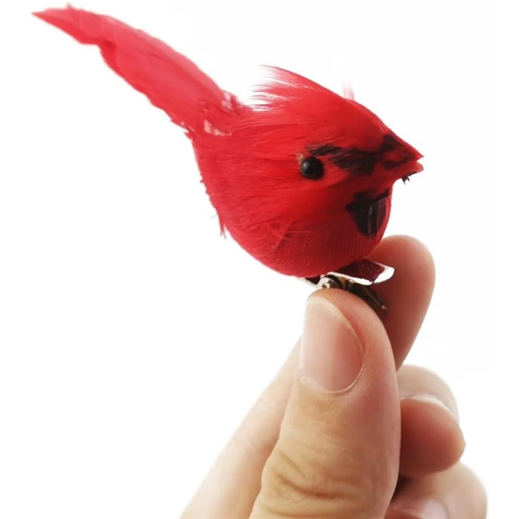 Clip-On Feathered Red Cardinal Bird Christmas Ornament
