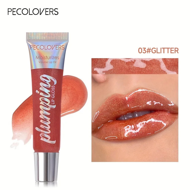 1PC Glitter Lip Gloss Moisturizing Fruit Lip Oil Transparent Fullness Lips Tint Soft Tube Makeup Lip Beauty Care Zpaxo 03