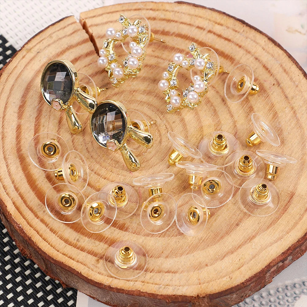 200Pcs Earring Backs Bullet Clutch Earring Backs Replacements for Studs with Pad Rubber Earring Stoppers Pierced Safety Backs Zpaxo