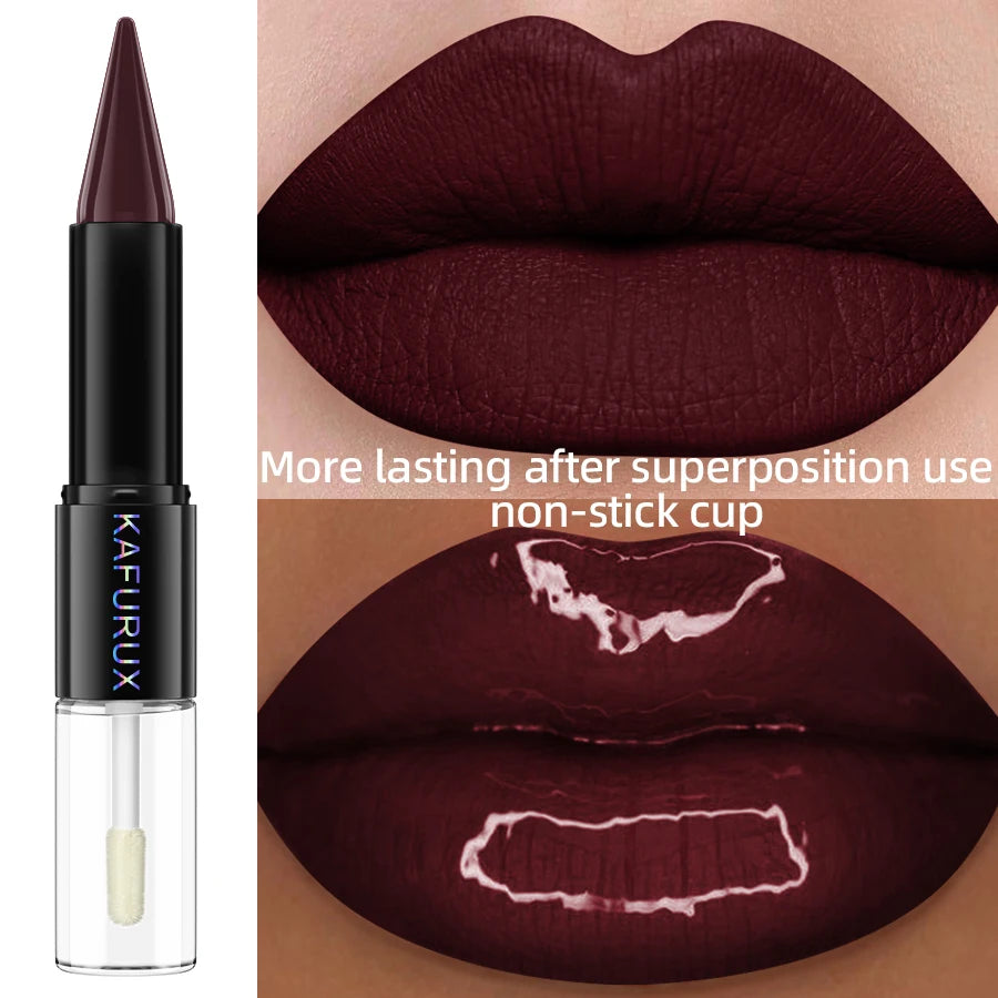 Waterproof 1 Double Head Lipstick Lip Coat Long Lasting 24HR Makeup