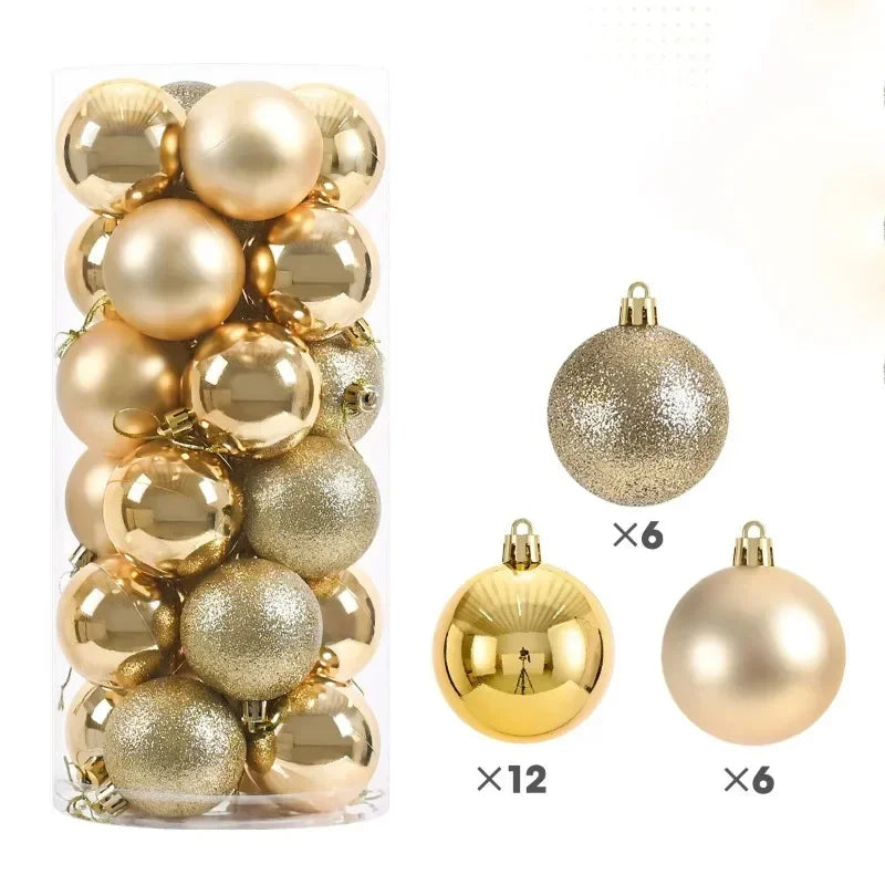 24-Pack Christmas Ball Ornaments – 3cm 4cm 6cm Tree Baubles Christmas Ornaments Zpaxo