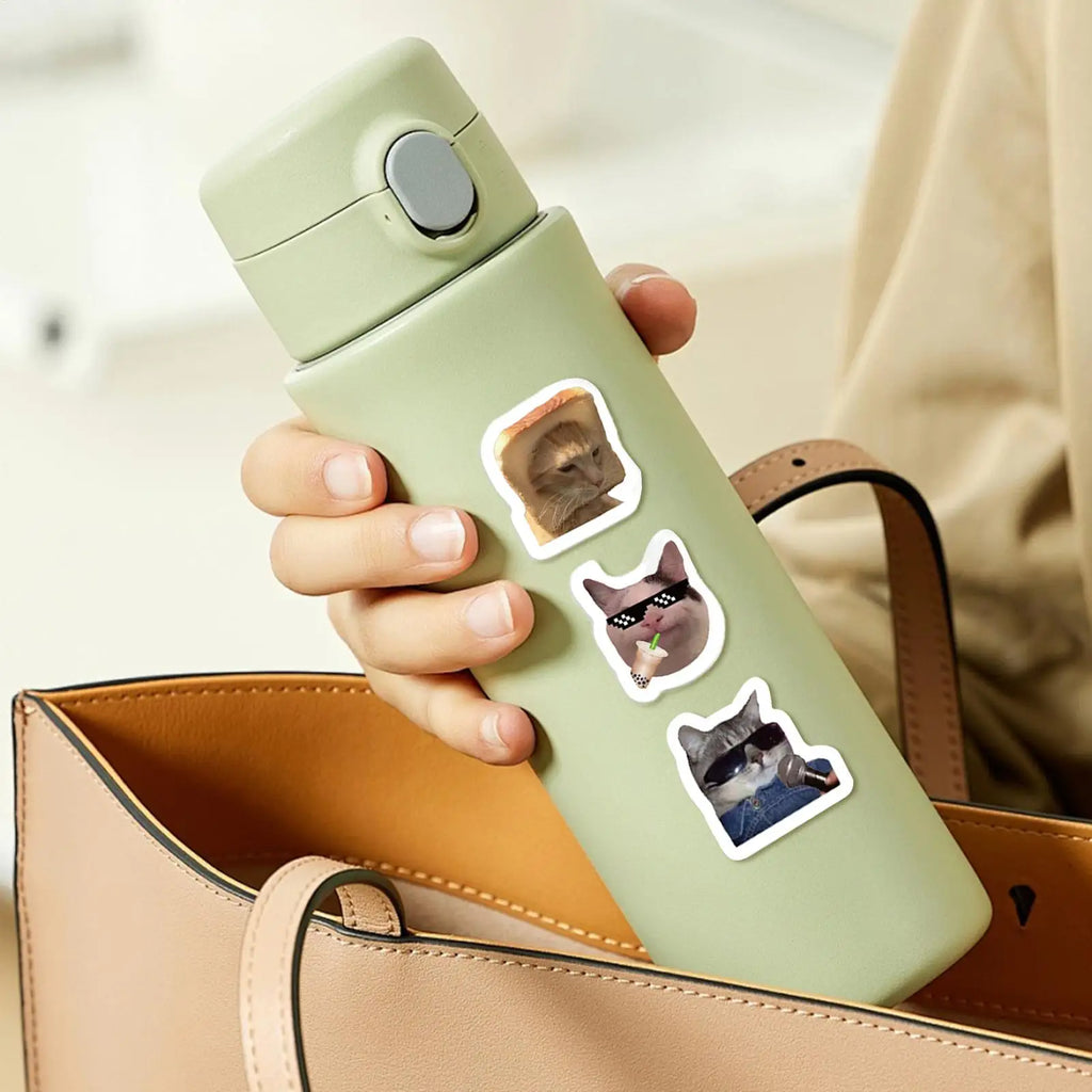 Cat Meme Stickers Cartoon Graffiti Cute Waterproof Sticker Roll