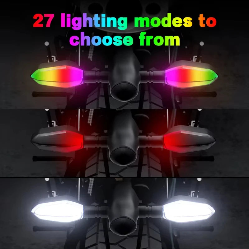 Motorcycle LED Turn Signal Lights – RGB Ground Projection 27 Modes Motorcycle Turn Signals Zpaxo
