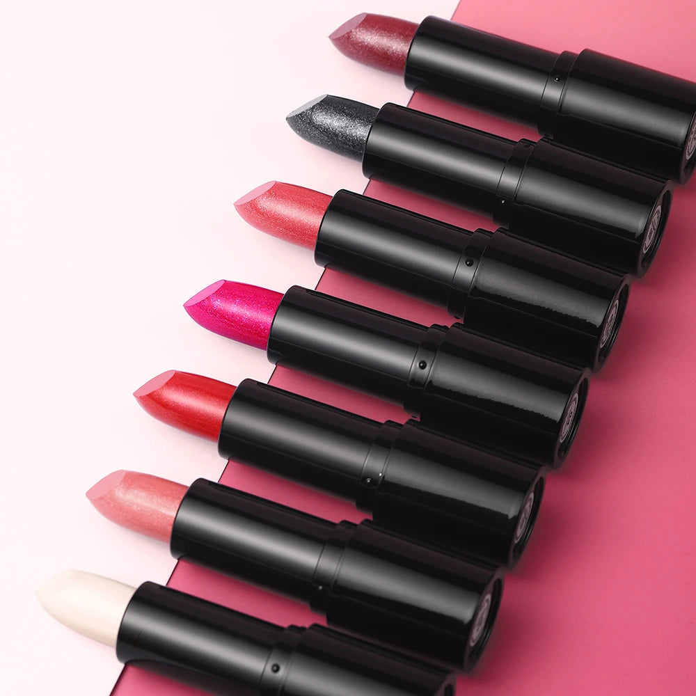 Shimmer Coral Metallic Lipstick Glitter Diamond Waterproof Lip Gloss High Pigment Shiny Sparkling Pearl Lip Stick Cosmetics Zpaxo