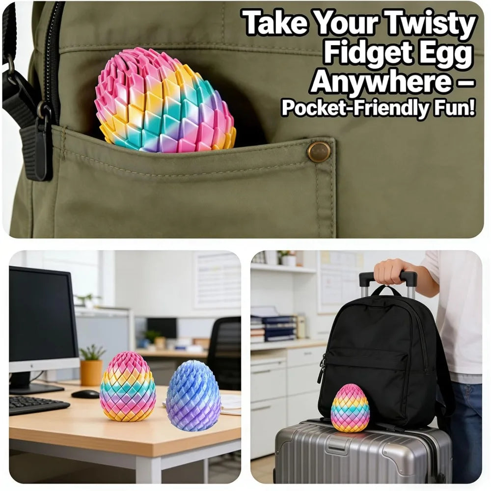 Twisty Fidget Egg 3D Printed Slippery Easter Stuffers Basket
