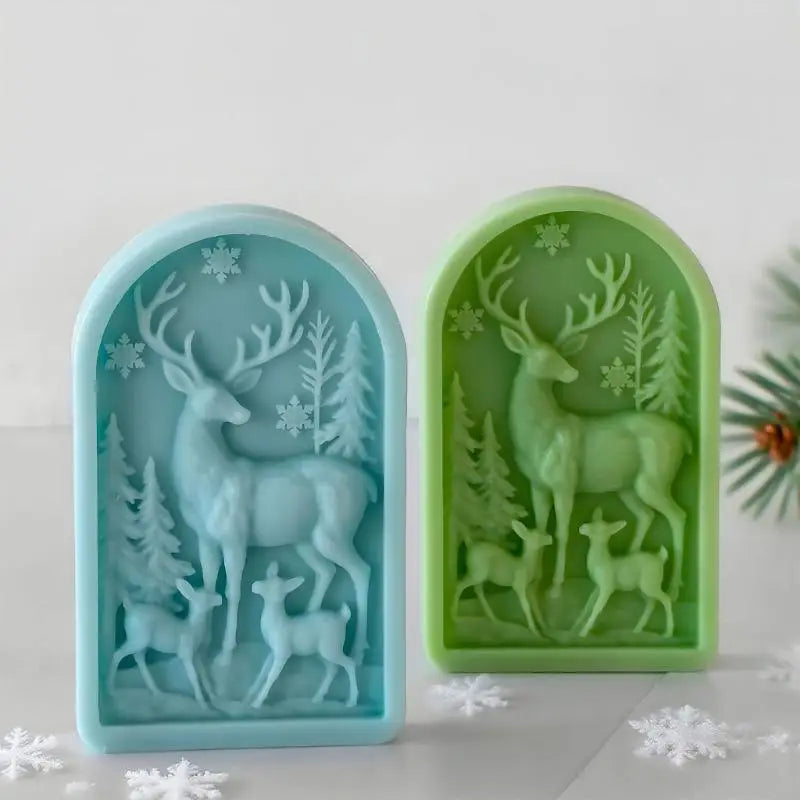 Reindeer Embossed Silicone Molds Handmade Soap Holiday Decoration