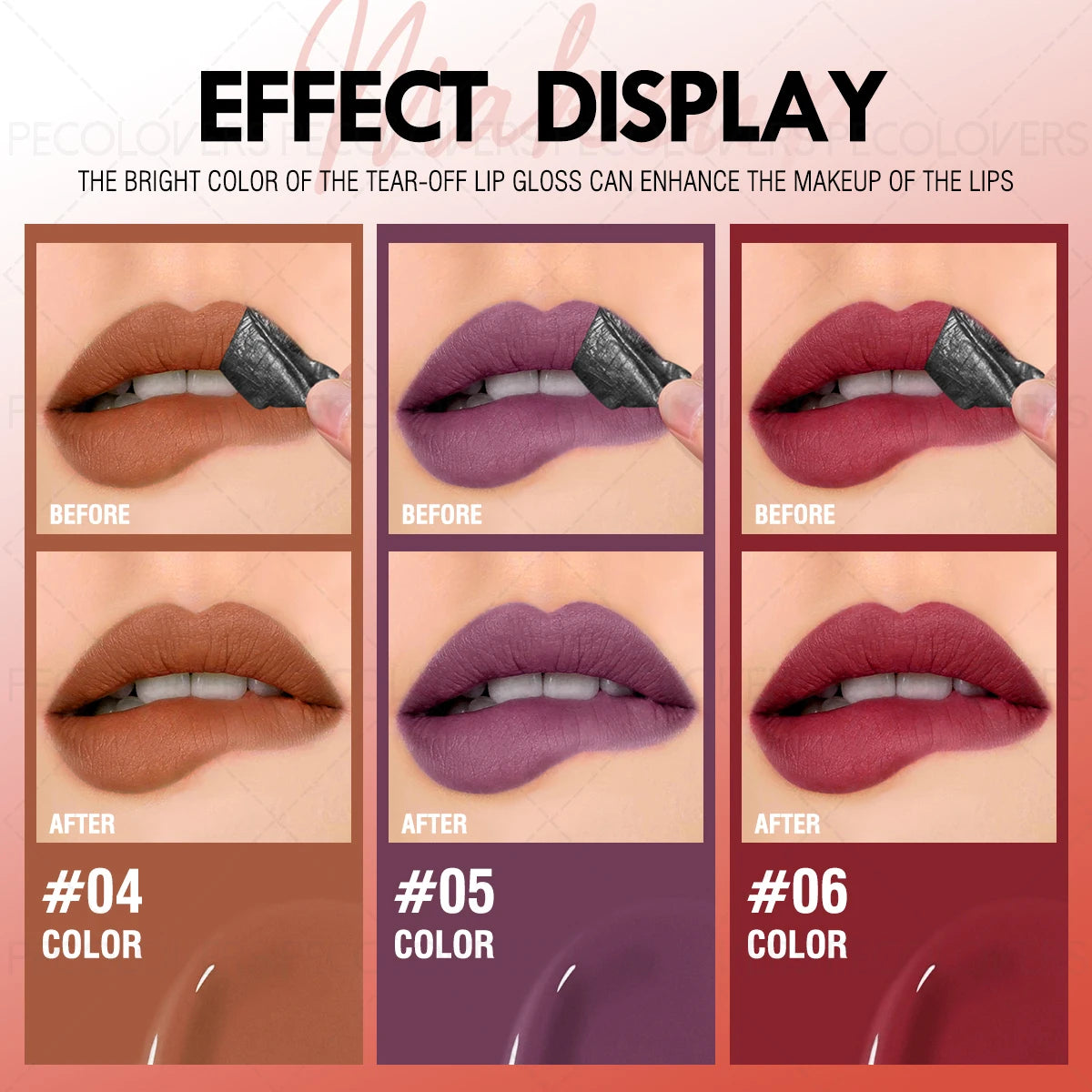 1Pc Matte Tear-Off Lip Gloss, Waterproof Semi-Permanent Peeling Lip Tattoo,Non-Transfer Velvet Lip Tint with Lightweight Formula Zpaxo