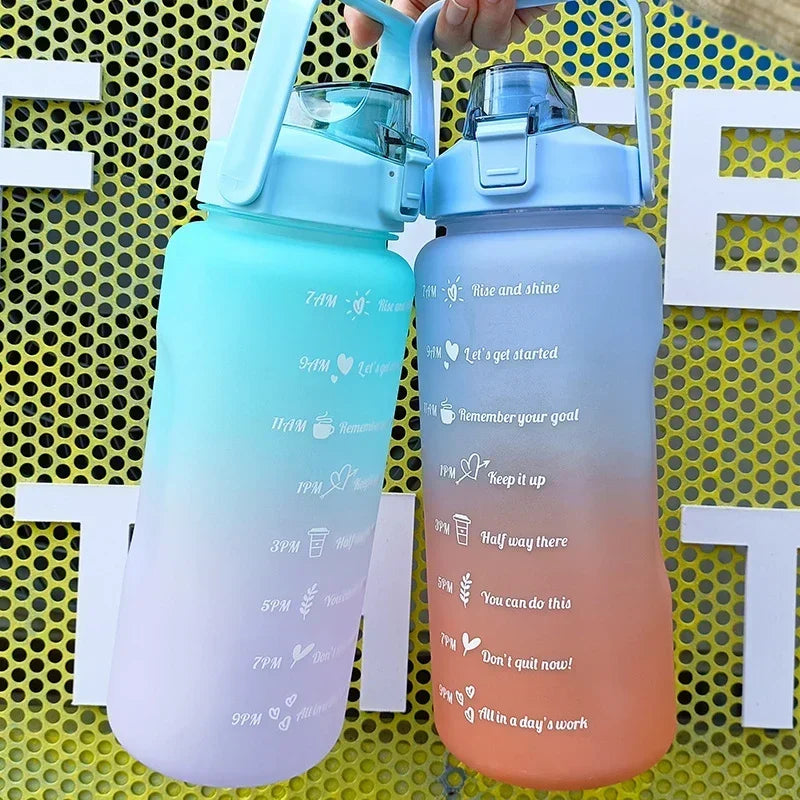 2 Liter Large Capacity Sports Water Bottle Leak Proof Colorful Plastic Cup Drinking Outdoor Travel Portable Gym Fitness Jugs Zpaxo