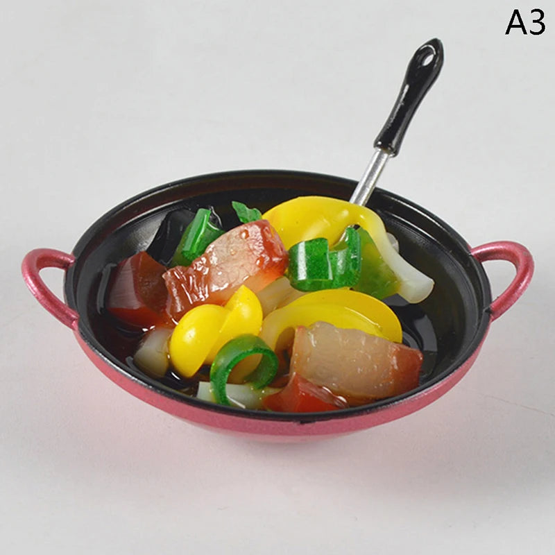 ▶1PCS Dollhouse Mini Metal Cooking Pot with Food Simulation Kitchen Utensils Model Doll House Decoration Miniature DIY Accessori Zpaxo A3
