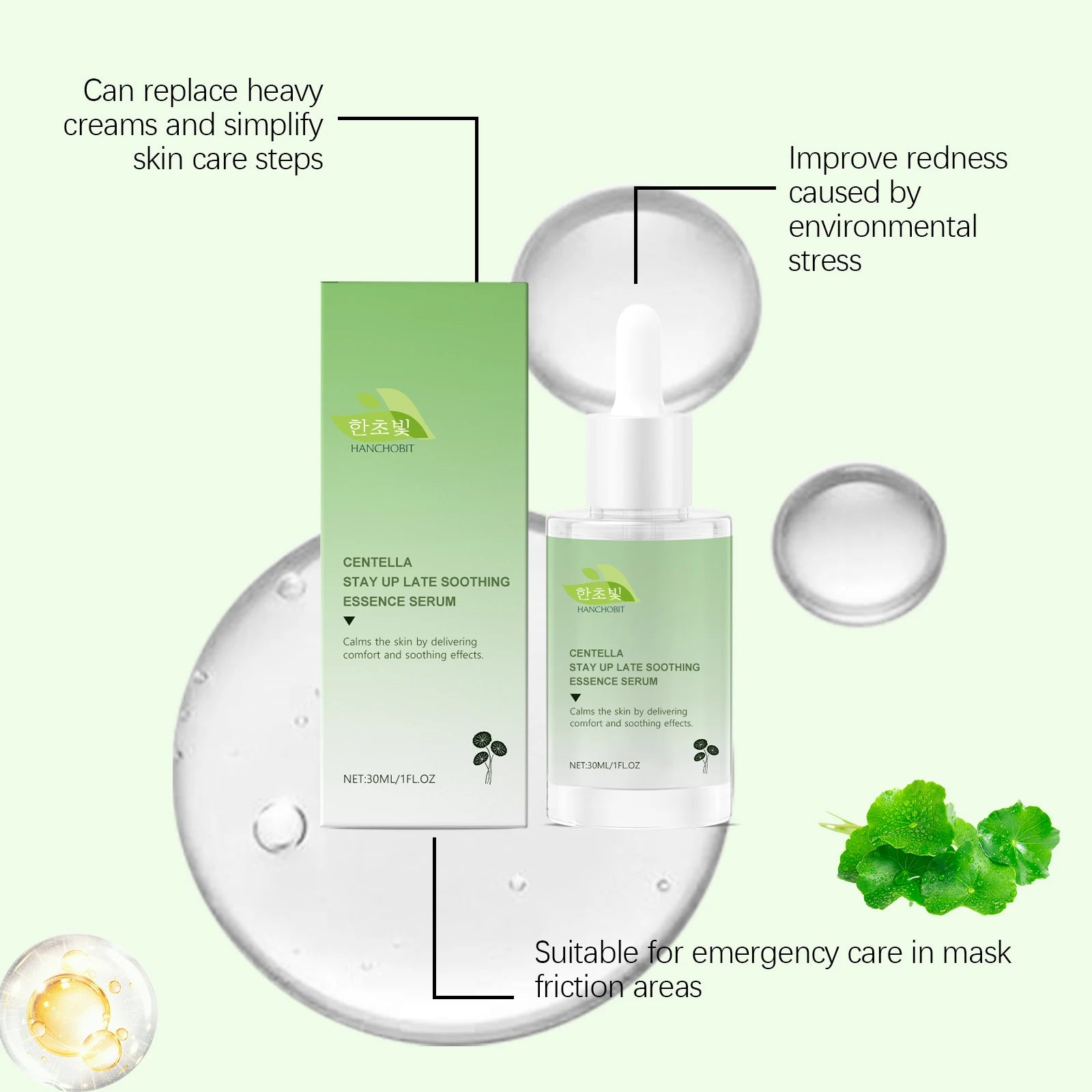 Centella Asiatica Soothing Serum - Moisturizing & Hydrating Care for Facial Skin, with Gentle Ingredients Zpaxo