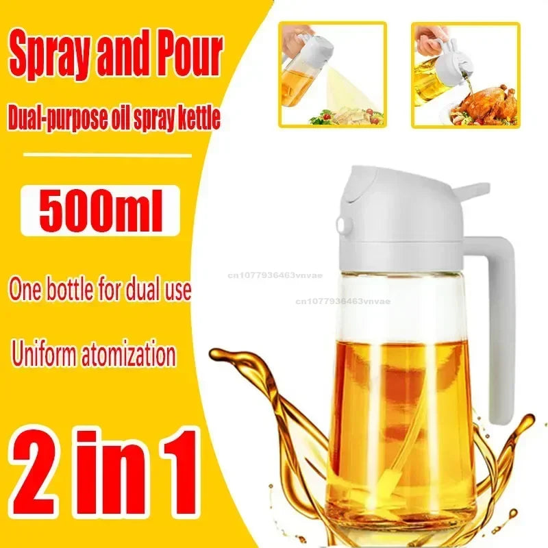 2 in 1 Kitchen Oils Spray Bottle Olive Sprayer Oil Spray Oil Sprayer Plastic for Cooking BBQ Baking Oils Dispenser Accessories Zpaxo