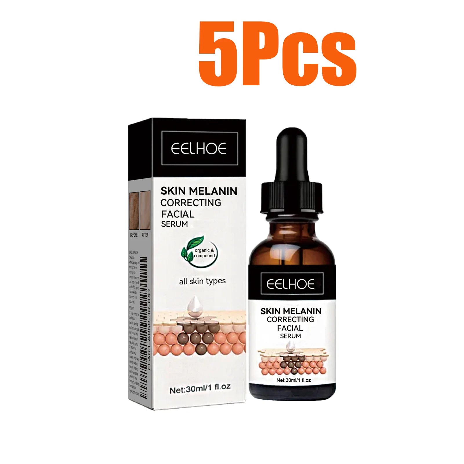 Melanin Correcting Facial Serum Fade Dark Spots Anti Freckle Lightening Pigment Blemish Niacinamide Brightening Face Serum Zpaxo 5 x 30ml Boxed