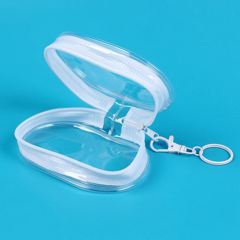 Transparent Mini Zipper Storage Bag Portable Clear Charging Cable Keychain Organizer Bag Waterproof Cosmetic Bag Coin Purse Zpaxo