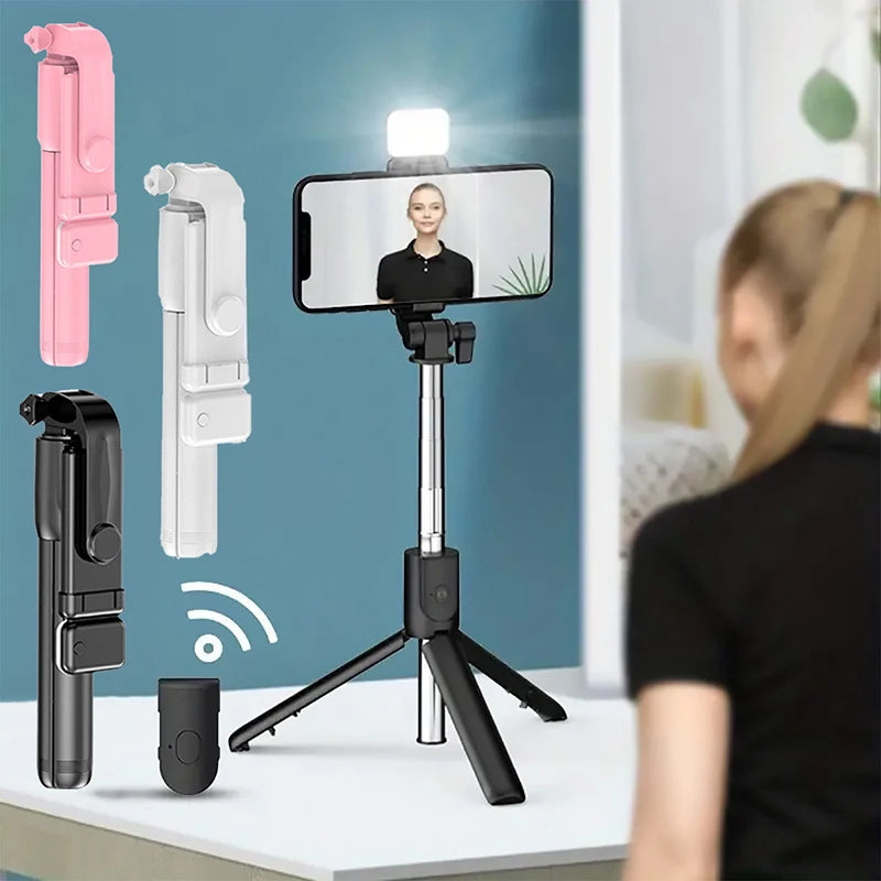 New Bluetooth Selfie Stick Mobile Phone Holder Retractable Portable Multifunctional Mini Tripod with Wireless Remote Shutter Zpaxo