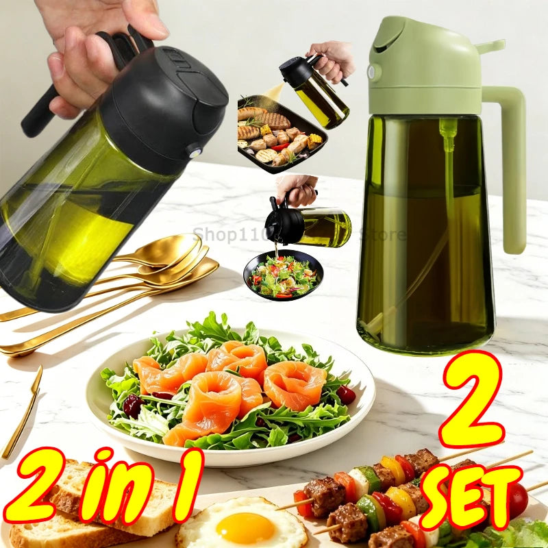 2-in-1 Oil Sprayer Dispenser Olive Oil Dispenser Oil Spray Bottle Plastic Spray Bottle for Cooking Air Fryer BBQ Baking Salad Zpaxo