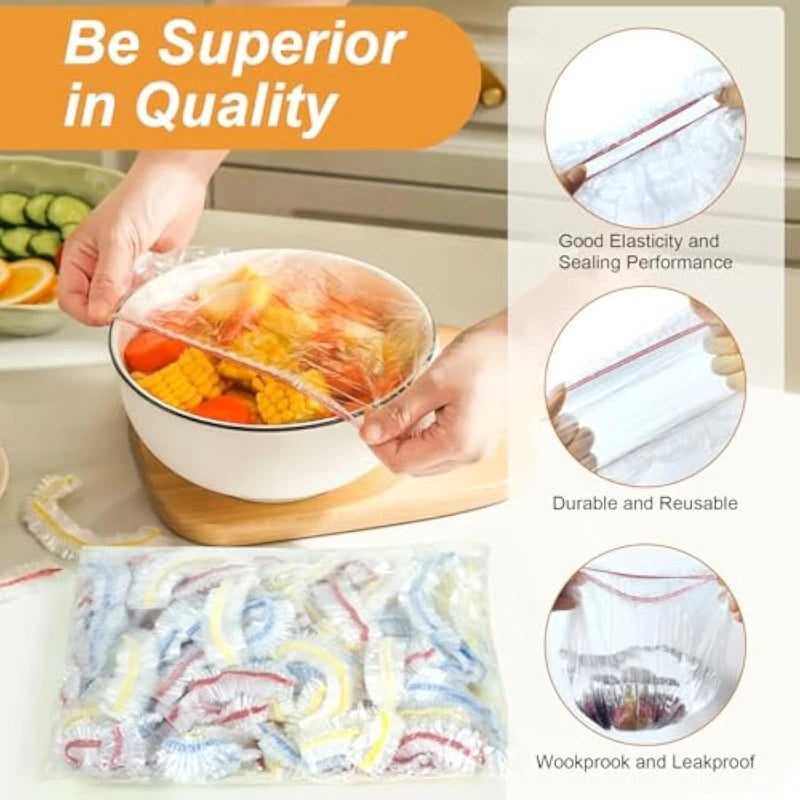 400Pcs Disposable Plastic Food Wrap Refrigerator Fresh-Keeping Cover Plastic Wrap Durable Elastic Food Bowls Lids Reusable Zpaxo