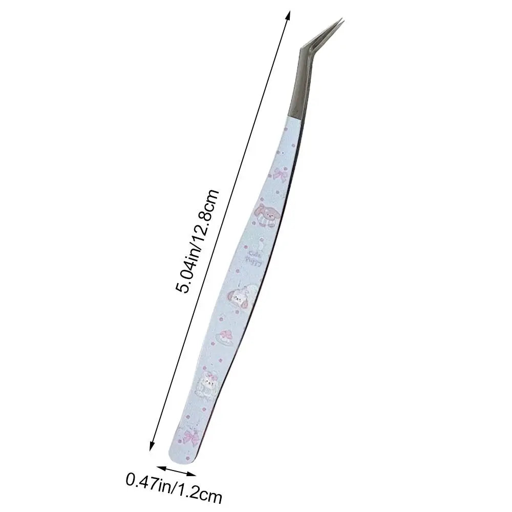 Metal Curved Stickers Tweezers High Precision Cartoon Lashes Extension Tweezer Anti-static Eyelash Curler Beauty Makeup Tools Zpaxo