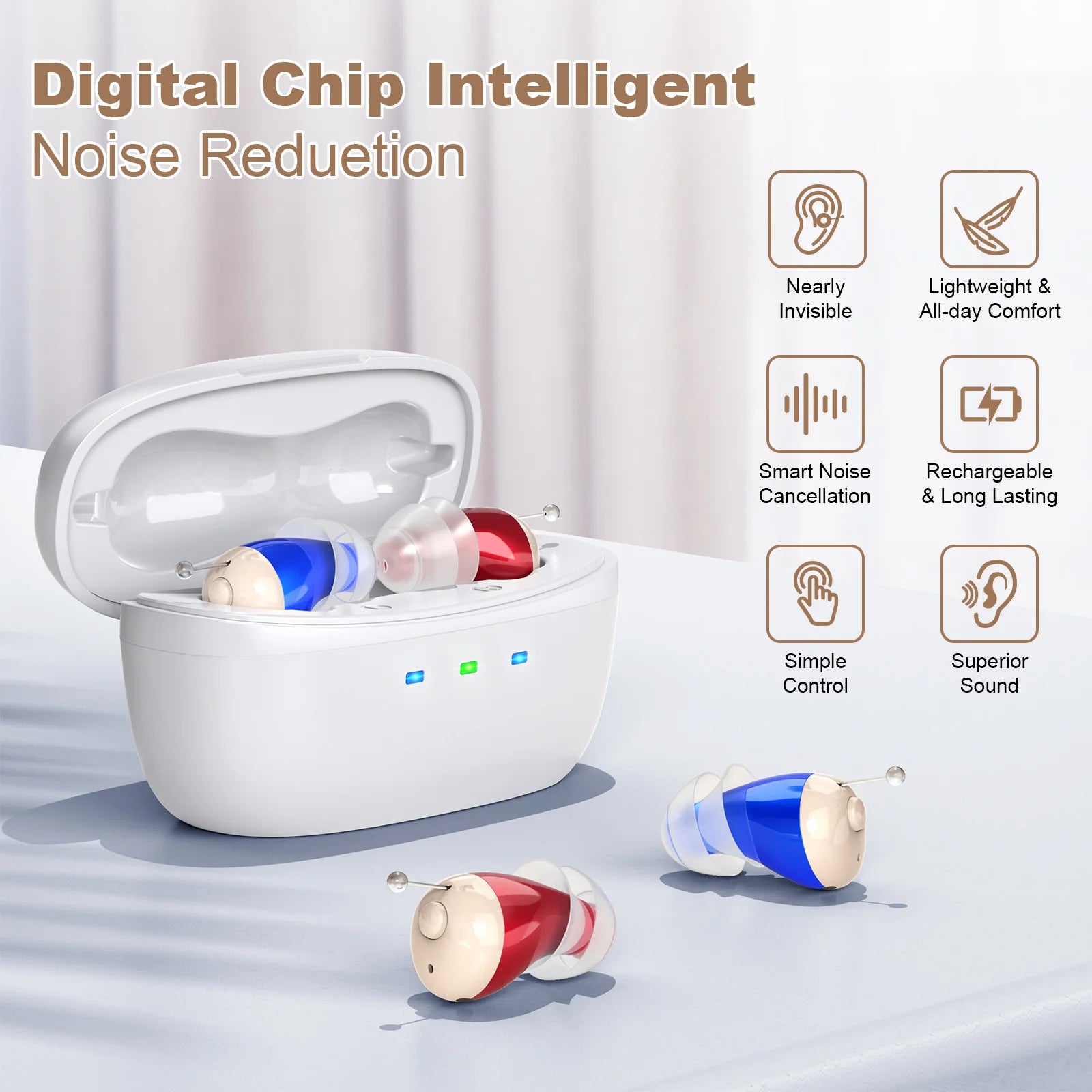Hearing Earbud Digital In-ear Enhancer Sound Voice Rechargeable
