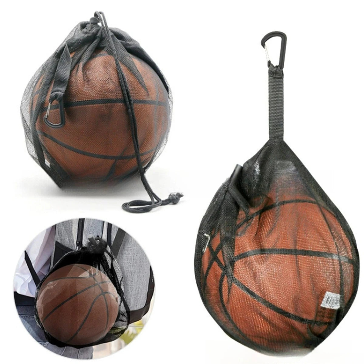 Portable Basketball Mesh Bag Multi-purpose Drawstring Sports Foldable