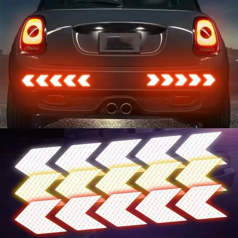 10-Pack Reflective Arrow Safety Stickers – Car, Bike & Moto