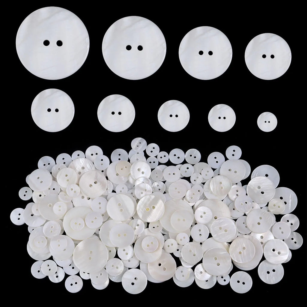 Mutil-Size Pearl Shell Buttons for Clothing Sewing Accessories DIY Crafts Garment Decoration Round 2 Hole Shell Button Zpaxo