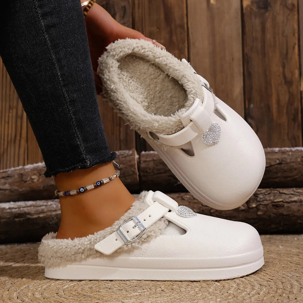Winter Warm Fluffy Clogs Slippers Women Eva Waterproof Non Slip Home Zpaxo 38-39 image color 2