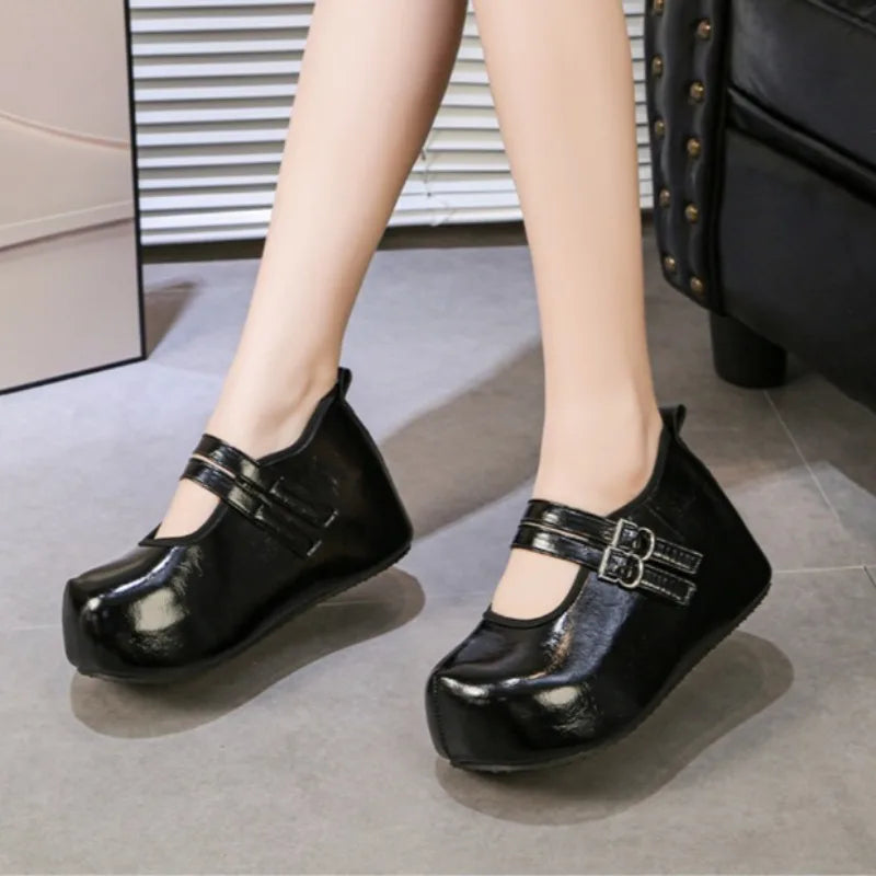 Women's Heels Single Shoes Fashion Hidden Heel Loafers Zpaxo black 34