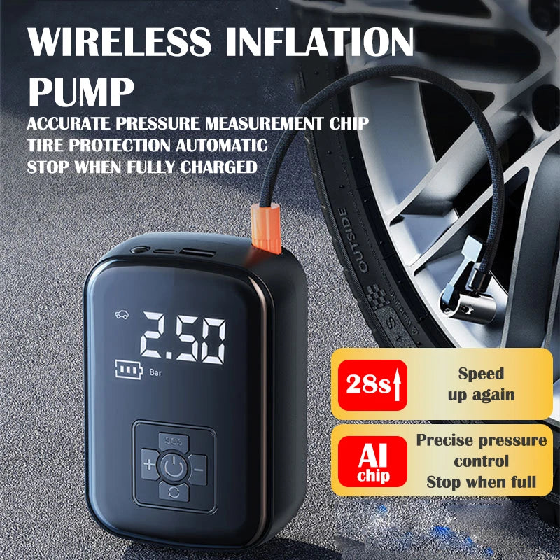Cordless Tire Inflator Pump Portable Digital Display LED Light Auto Zpaxo