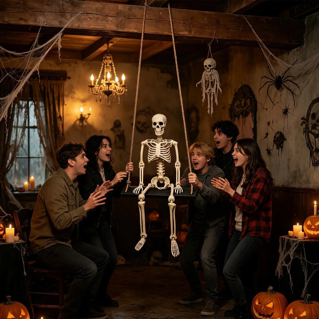 Halloween Swinging Skeleton Outdoor Halloween Spooky Decor Patio Hanging Decorations for Outdoor Garden Yard Courtyard Porch Zpaxo