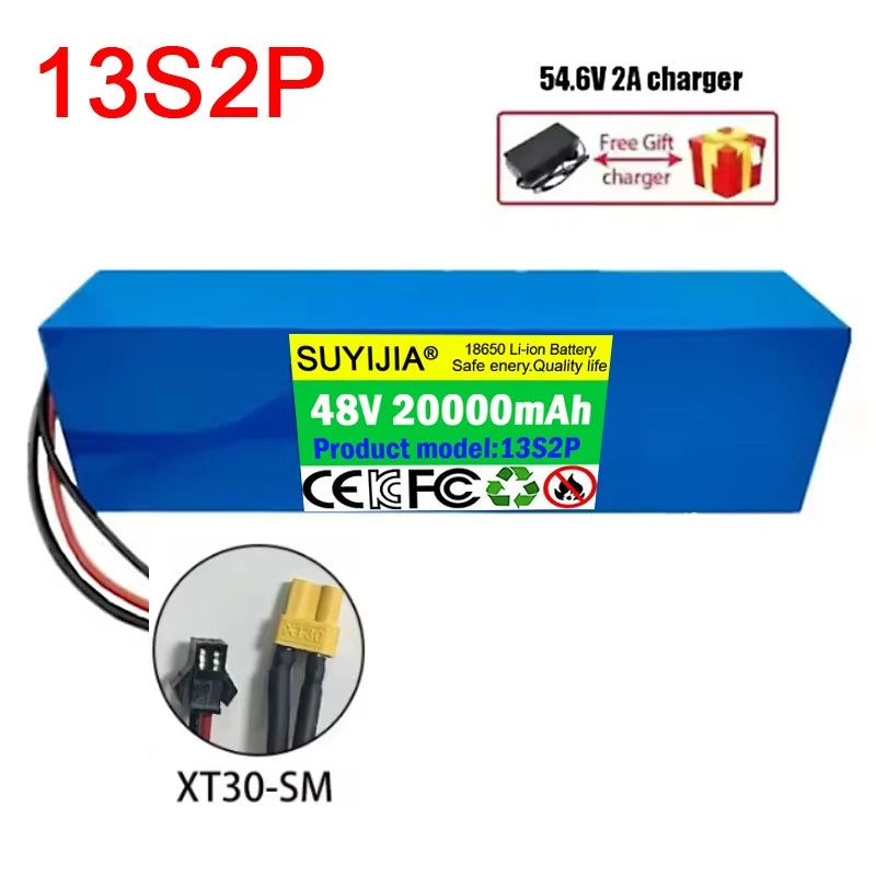 New 13S2P 48V 20000mAh Lithium Battery Pack Suitable for M365 Electric Scooter with Built-In BMS 18650 Battery Upgraded Version Zpaxo 1PCS XT30-SM