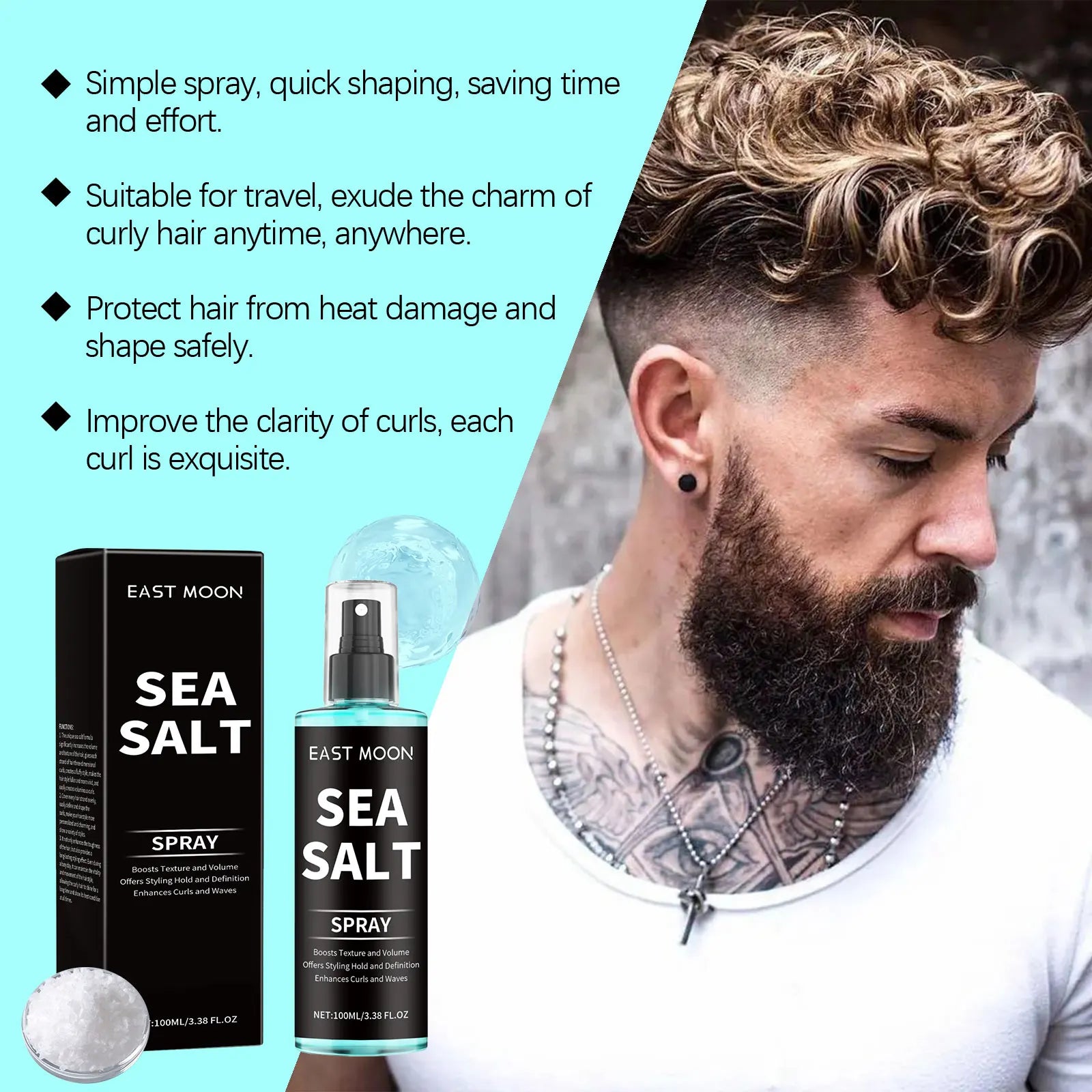 East Moon Sea Salt Hair Spray – Curl Defining & Volumizing Curl Defining Spray Zpaxo